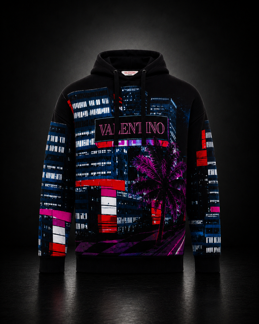 Valentino Garavani City Print Hoodie Black