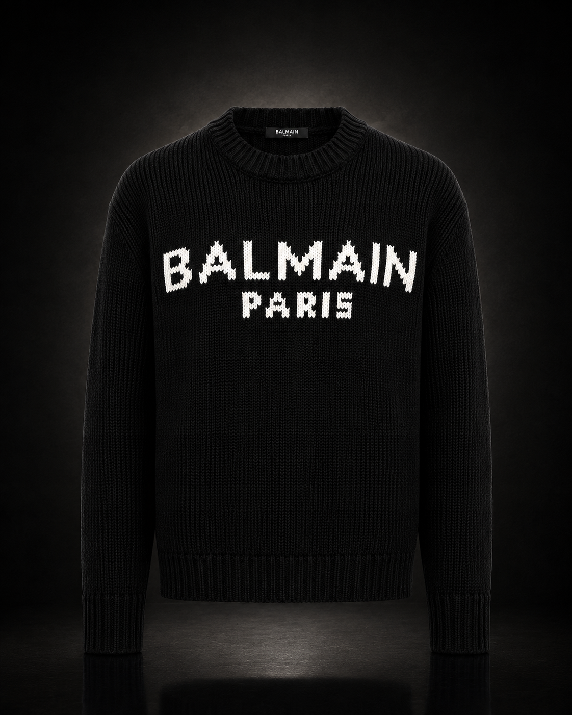 Balmain Paris Stickad Pullover Svart