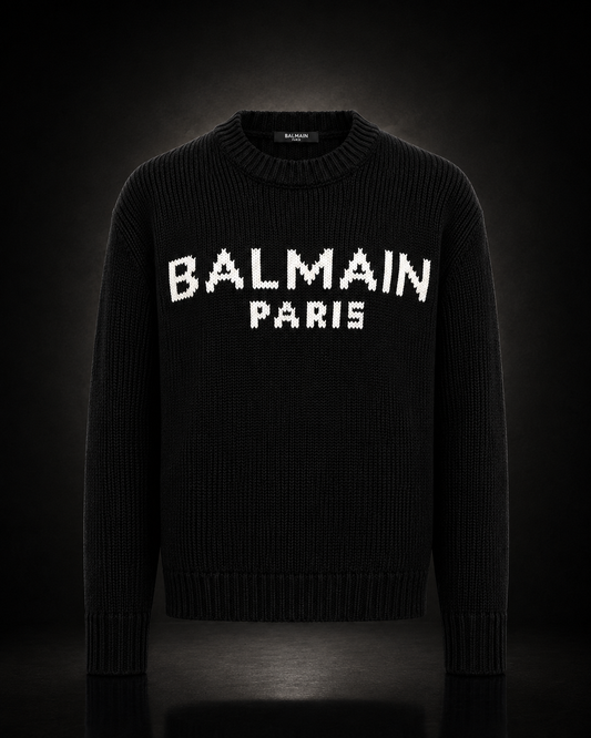 Balmain Paris Stickad Pullover Svart