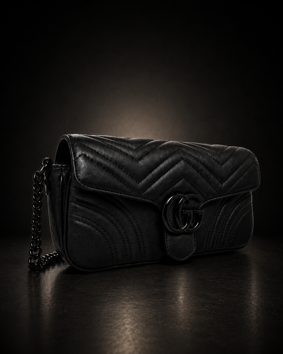Gucci GG Marmont Mini Axelremsväska All Black