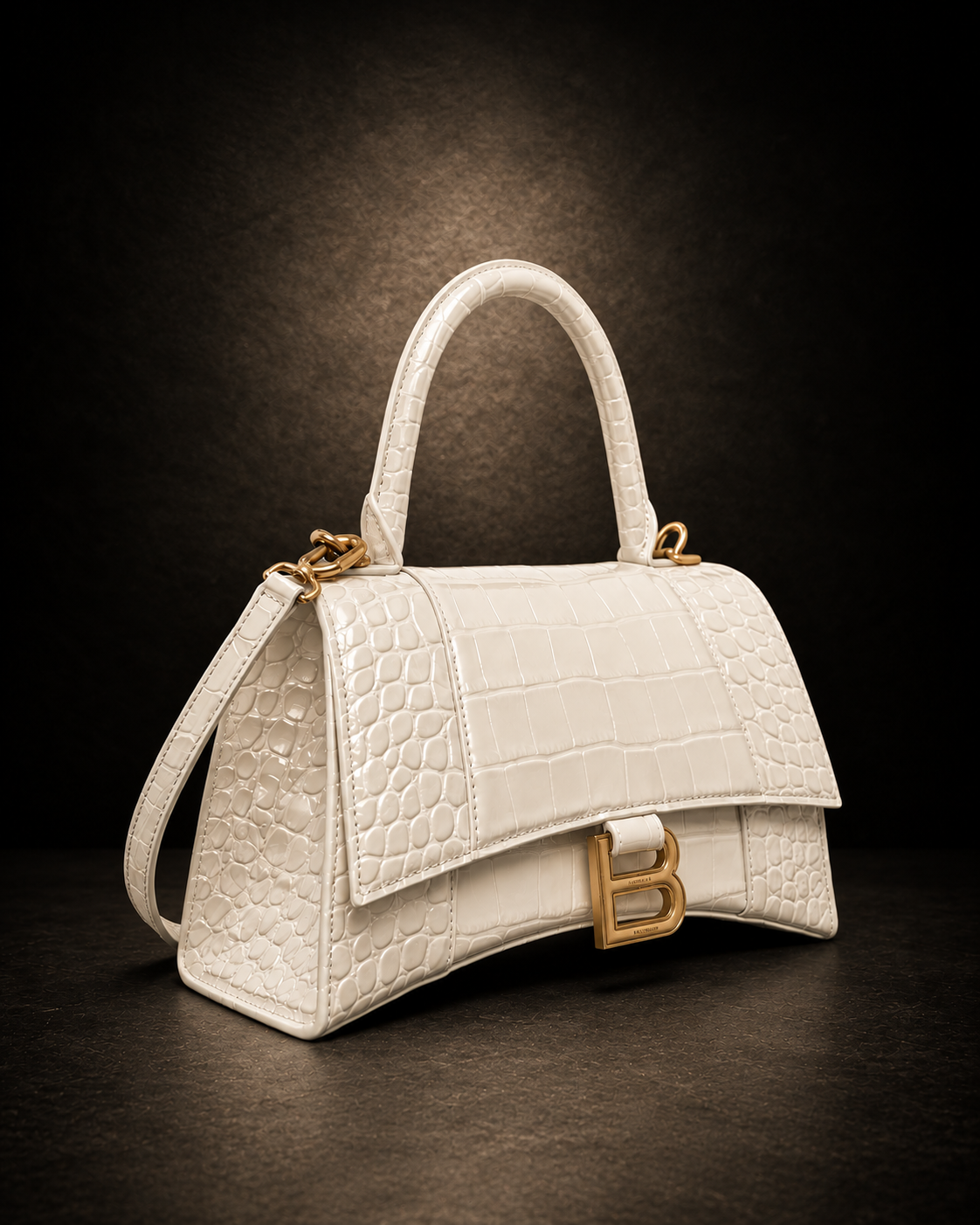 Balenciaga Hourglass - White Croc