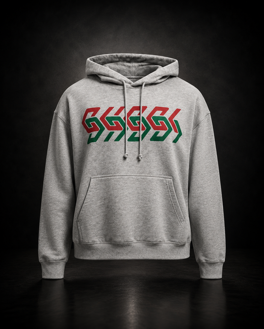Gucci Mirror Logo Hoodie grå röd grön
