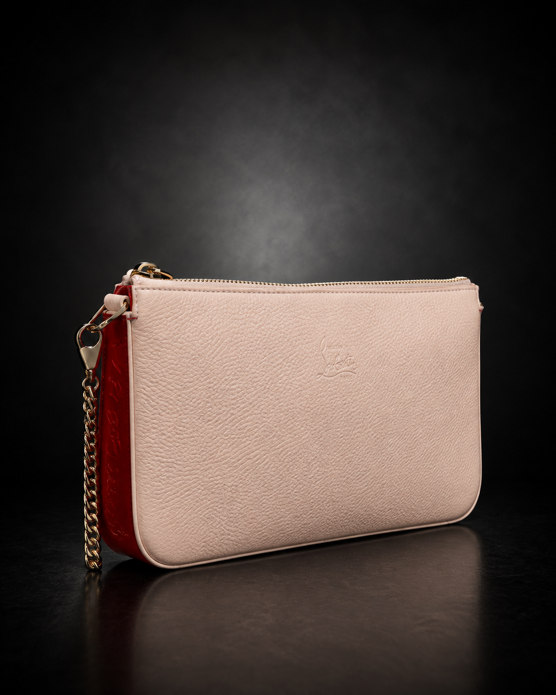 Christian Louboutin Loubila Hybrid axelremsväska rosa röd