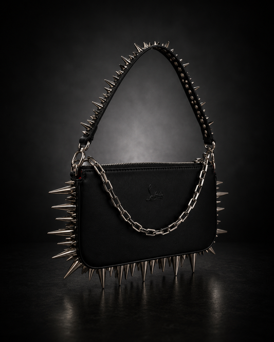 Christian Louboutin Loubila Spike axelremsväska svart silver