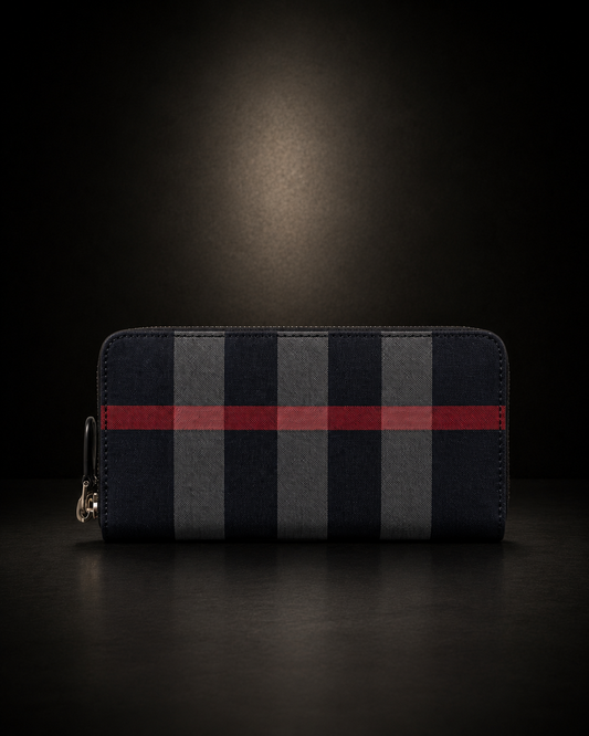 Burberry Charcoal Check Ziparound Wallet