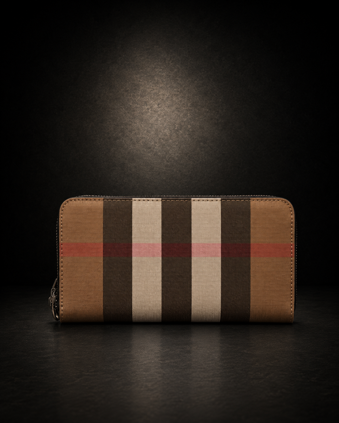 Burberry Dark Birch Brown Check Ziparound Wallet