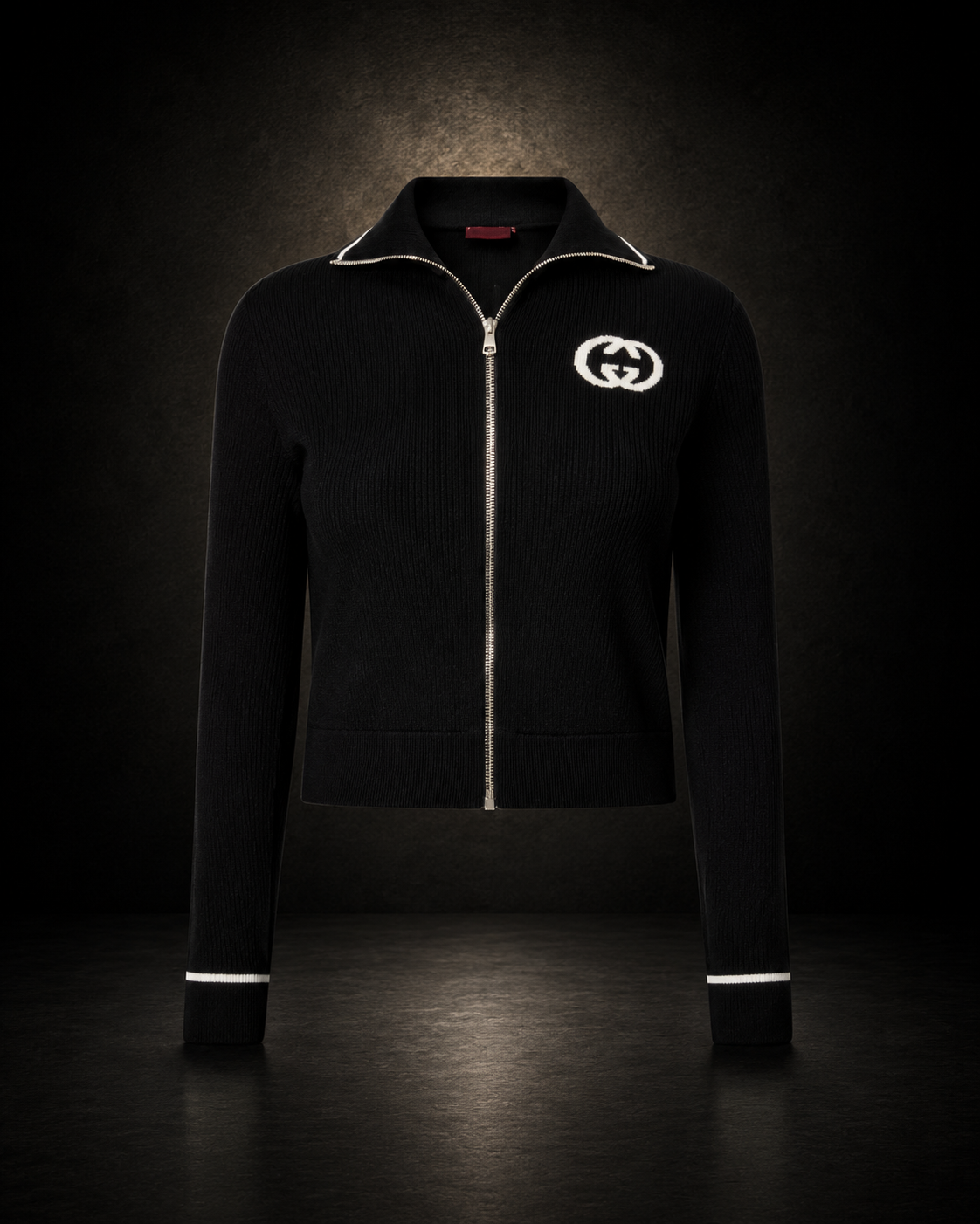 Gucci Interlocking G Knit Zip Jacket svart