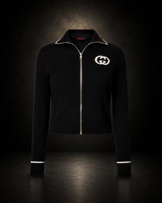 Gucci Interlocking G Knit Zip Jacket svart