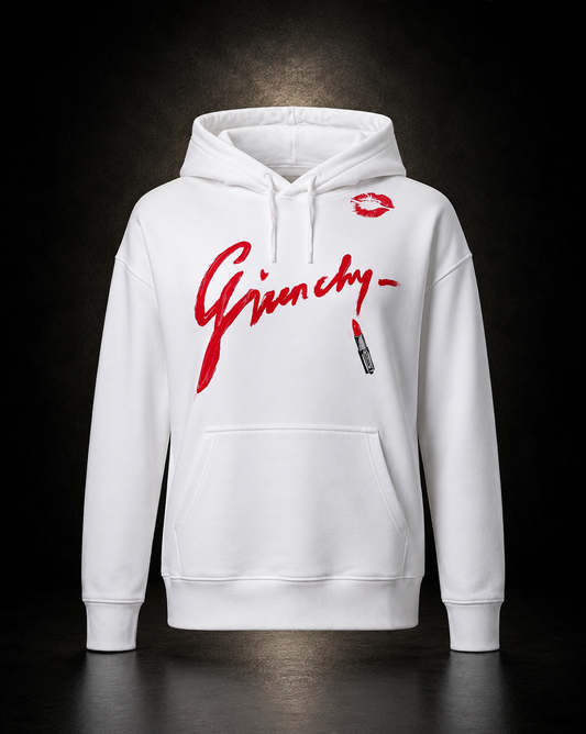 Givenchy Lipstick Script Hoodie vit