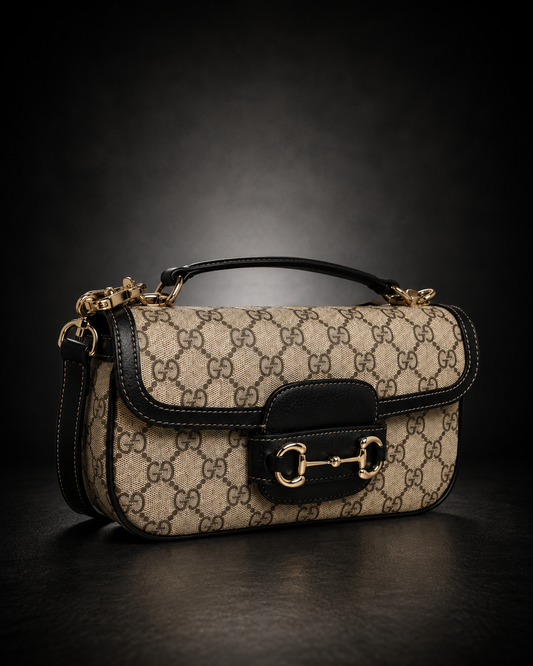 Gucci Horsebit 1955 Axelremsväska GG Canvas