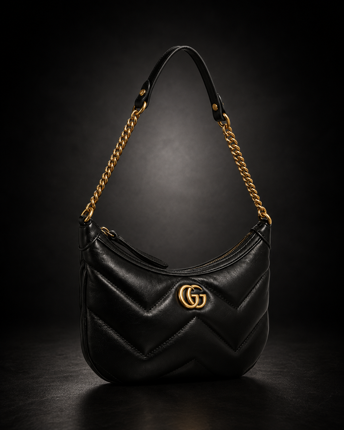 Gucci GG Marmont Hobo Axelremsväska Svart