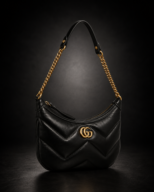 Gucci GG Marmont Hobo Axelremsväska Svart