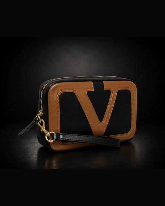 Valentino Garavani VLogo Identity Clutch Black/Brown